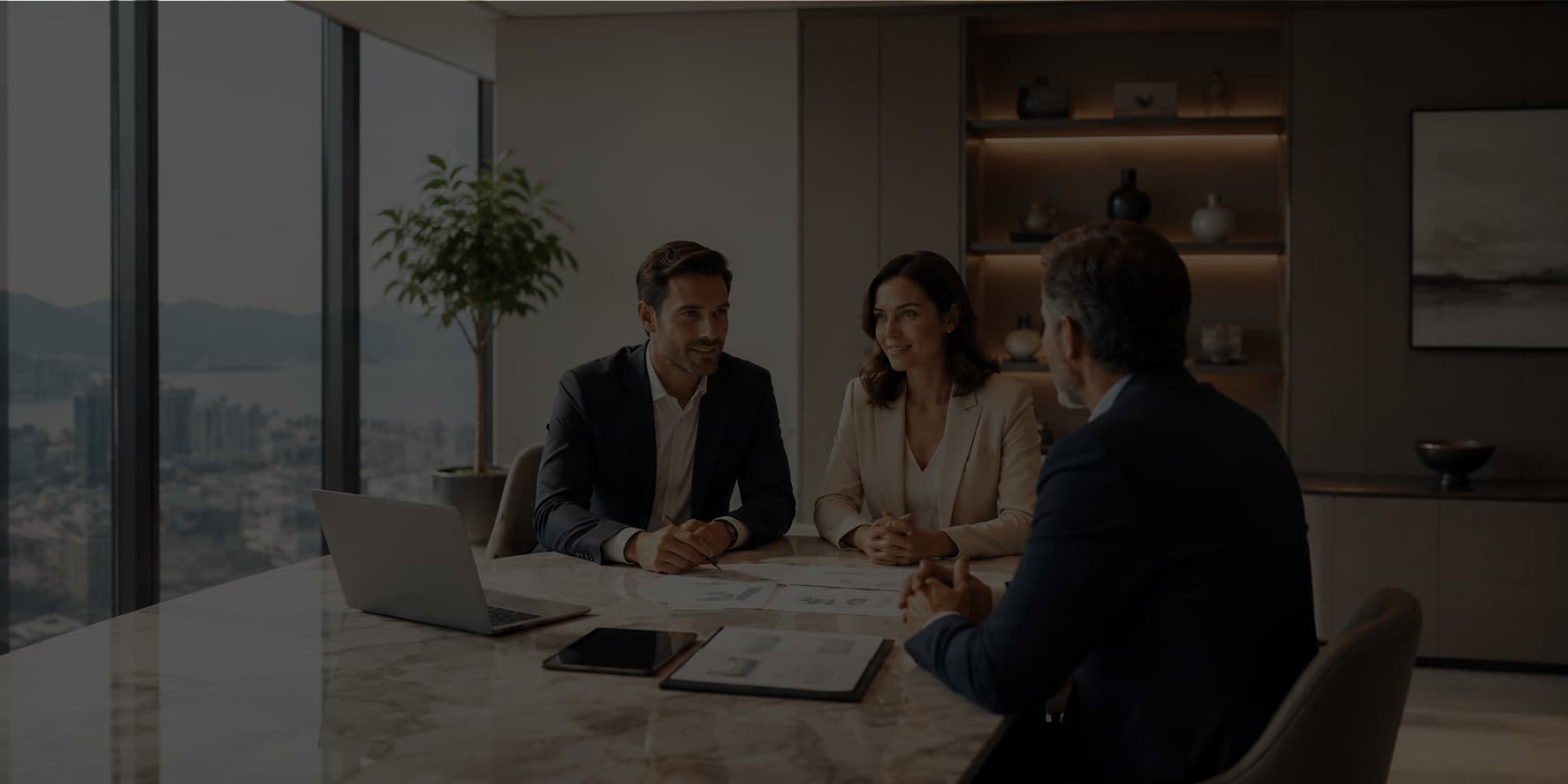 Financial services team reviewing client and deal data