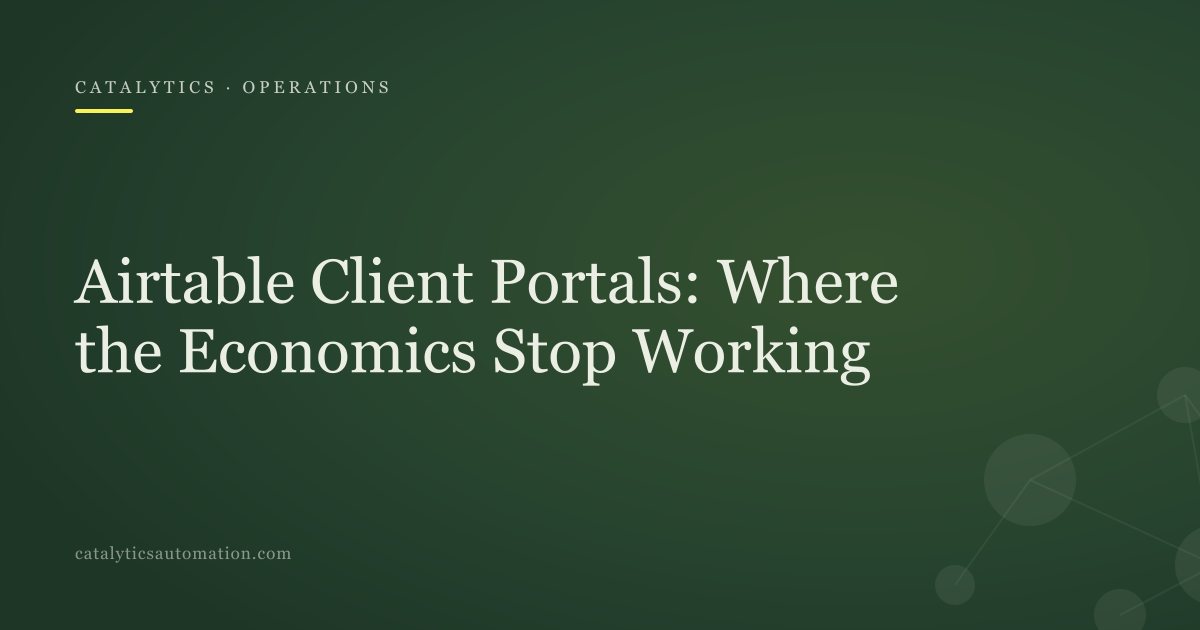 Cover: Airtable Client Portals: Where the Economics Stop Working, Catalytics Automation