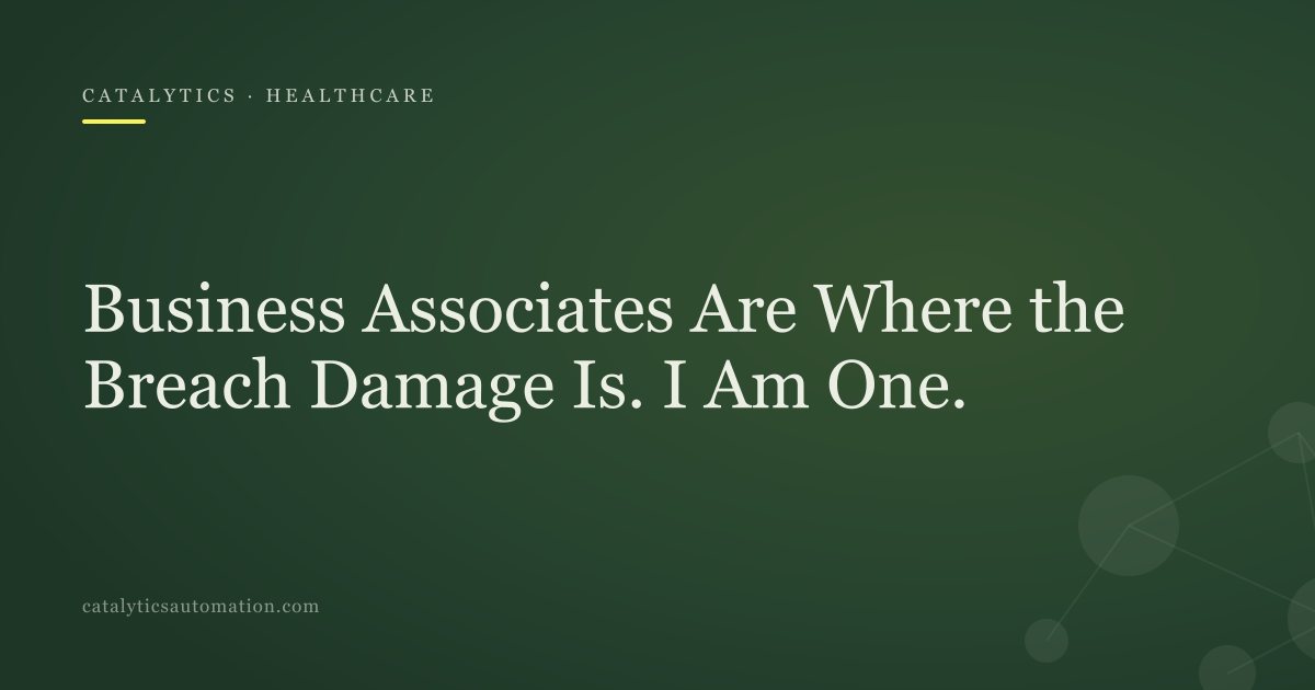 Cover: Business Associates Are Where the Breach Damage Is. I Am One., Catalytics Automation
