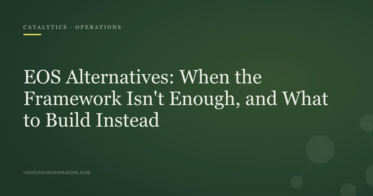 Cover: EOS Alternatives: When the Framework Isn't Enough, and What to Build Instead, Catalytics Automation