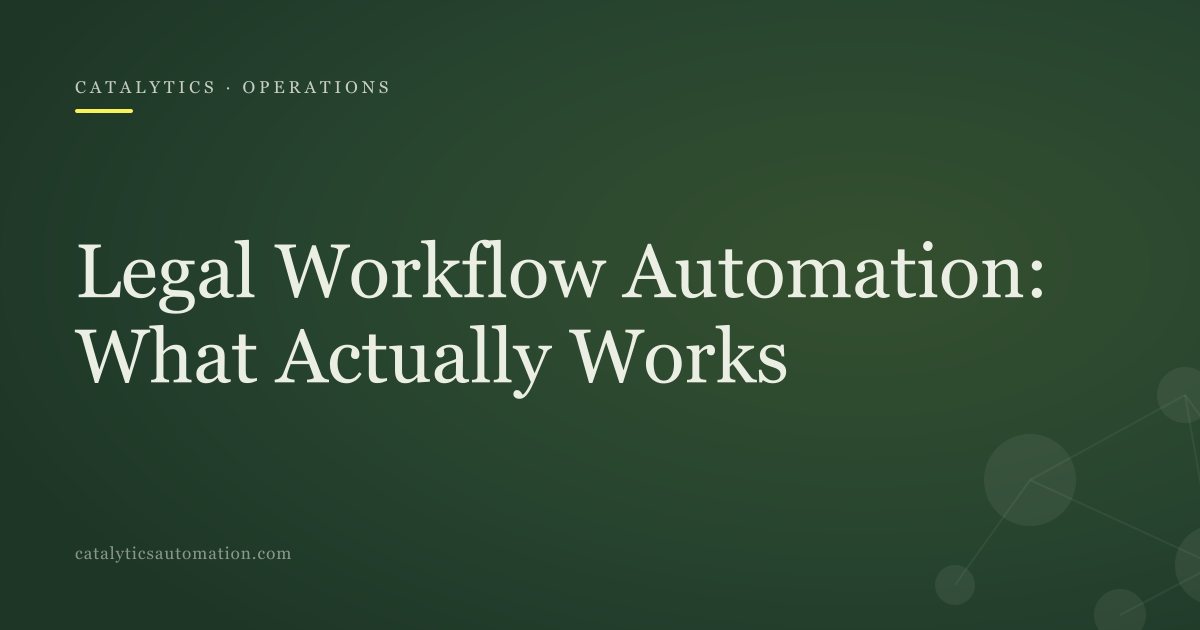 Cover: Legal Workflow Automation: What Actually Works, Catalytics Automation